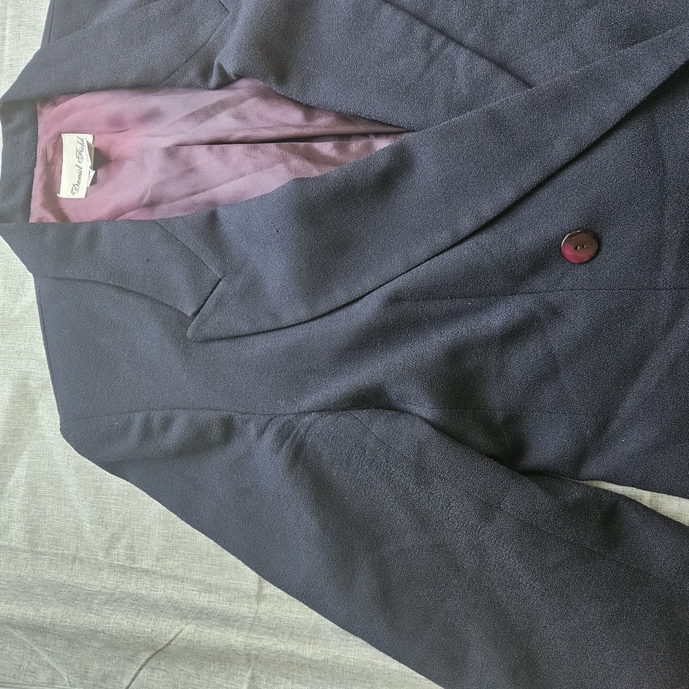VTG Womens 100% Wool Blazer Size 12 Black Suit Jacket Made In USA 90s Grandpa - Picture 4 of 16